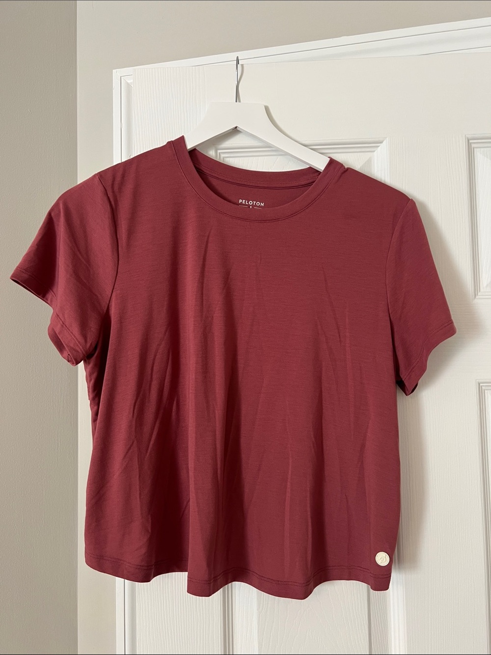 Peloton Short Sleeve Crewneck Tee in Deep Burgundy
